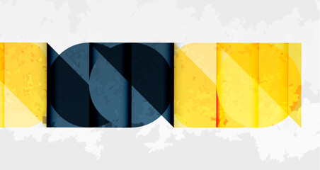 Fototapete - Abstract graphic design features overlapping geometric shapes. Yellow, navy colors create modern visual impact. Texture adds depth.