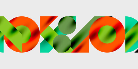 Aufkleber - Abstract colorful shapes overlap, creating dynamic visual pattern. Green, orange, teal hues dominate composition. Modern design element.