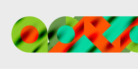 Aufkleber - abstract geometric shapes overlap, creating vibrant color gradients. green, orange, teal dominate co