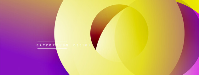 Leinwandbilder - Abstract gradient background. Overlapping circles create dynamic visual effect. Purple, yellow, brown hues dominate composition. Modern design element.
