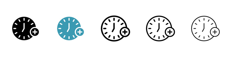 Plus hours icon vector simple design
