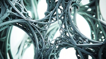 Wall Mural - intricately layered abstract composition of wires showcasing depth and complexity of patterns evokin