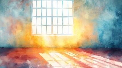Wall Mural - a serene room with a window bathed in soft light creating a calming ambiance through pastel abstract