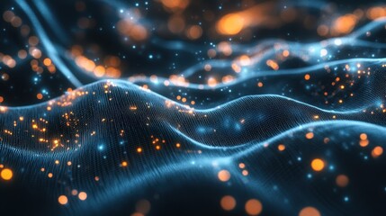 Wall Mural - Data Networks. Intelligent Technology in Global Database and Artificial Neural Networks. Abstract Chaos and Dynamic Streams