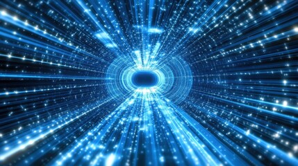 Wall Mural - Digital Connections. Concept of Hi-Speed Data Transfer in Blue Cyberspace Network