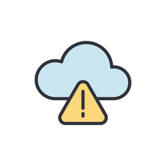 Wall Mural - Cloud warning colored icons, minimalist vector illustration ,simple transparent graphic element .Isolated on white background