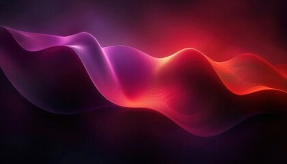 Poster - Flowing vibrant waveforms in glowing pink, purple, and red hues on a dark background, evoking a sense of energy and fluid motion