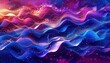 © zhuan - Abstract flowing waves and curves in vibrant pink, purple, blue, and gold hues with sparkling particles creating a dynamic and ethereal atmosphere