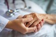 © cui - Parkinson and alzheimer female senior elderly patient holding hand with physician doctor in hospice care. Medical healthcare concept