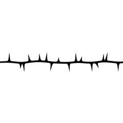 Minimalist black thorn line silhouette simple vector design element on white