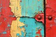 © Ponyo - Close-up view of weathered multicolored wooden panels.
