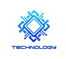Leinwandbilder - Computer chip, AI technology icon of computer chipset for digital tech, vector sign. Chipset icon for internet technology, artificial intelligence or AI application button and digital company badge