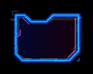 Aufkleber - Neon game frame asset, HUD interface overlay template. Vector futuristic gaming border with glowing blue and pink edges. Digital cyberpunk interface for game streams, scifi or high tech user interface