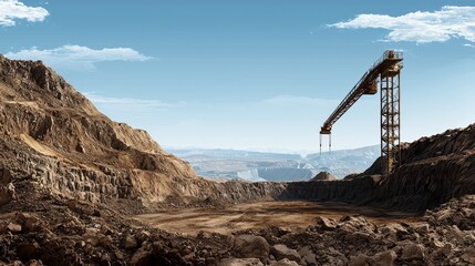 Poster - Aerial view of open-pit mining operations in rocky terrain insights on resource extraction and industrial environments
