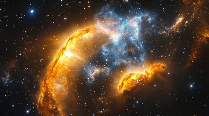 Wall Mural - Cosmic nebula's vibrant, glowing, celestial display.