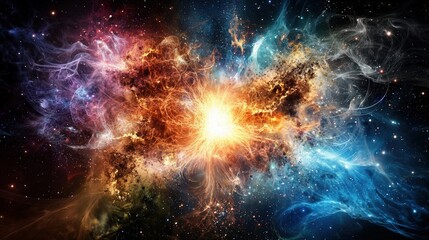 Fototapete - Cosmic big bang theory event universe digital art space expansive view creation concept for seo impact