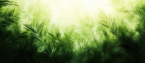 Lush jungle foliage, sunlit backdrop, nature scene