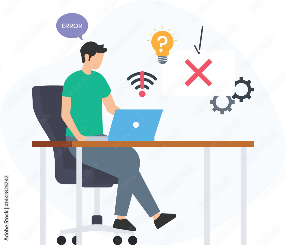 เวกเตอร์ Stock Programmer experiencing multiple issues including error ...