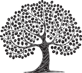 Wall Mural - a beautiful abstract tree depicted in continuous black line art style featuring a stylized trunk and