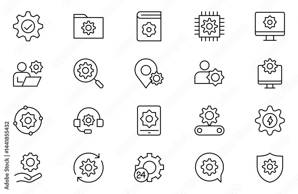 Set of Setup and Settings Related Vector Line Icons. Contains such ...