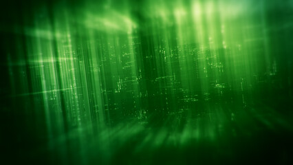 Fototapete - Futuristic network simulation blending AI, quantum physics, and deep learning, with a particle matrix analyzing data in a sleek, background animation display
