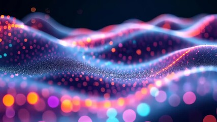 Wall Mural - Neon lights dancing on digital waves, a vibrant abstract spectacle of color and motion.
