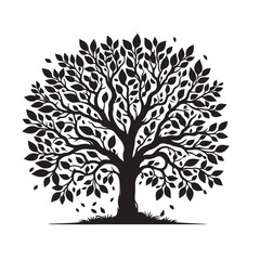 Minimalist Olive Tree Silhouette Vector Icon for Design and Nature Themes 