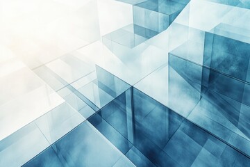Poster - Abstract image of intersecting glass cubes, creating a complex, modern architectural design.