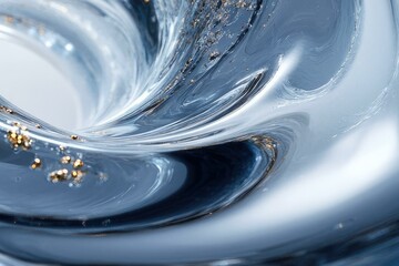 Poster - Abstract swirling blue liquid with gold flecks, creating a mesmerizing visual vortex.