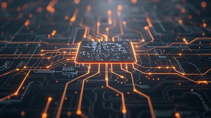 Wall Mural - digital pathways: a high-tech, futuristic depiction of a central processing unit (cpu), showcasing t