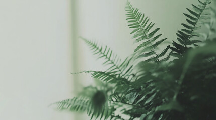 Poster - Close-up of lush green fern leaves against a bright background.