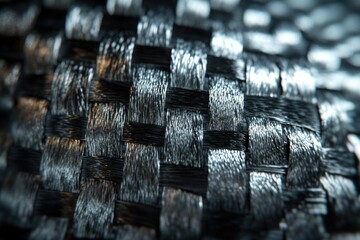 Poster - Close-up of woven carbon fiber textile showcasing intricate texture and strength.