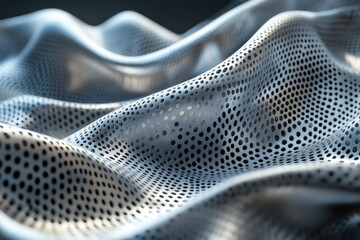 Aufkleber - Abstract wavy metallic surface with perforated pattern, modern design background.
