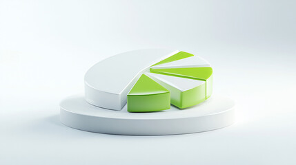Leinwandbilder - 3D render of a green and white pie chart on a white platform.