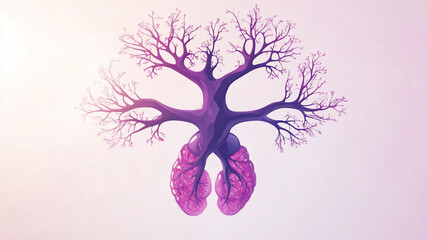 Fototapete - Abstract art of kidneys shaped like a tree with branches.