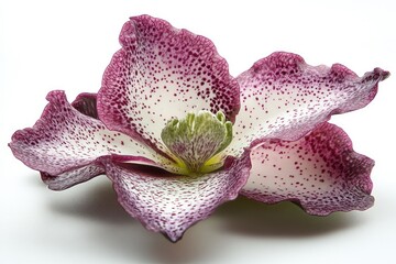 Poster - A close-up of a speckled purple and white hellebore flower, showcasing its intricate details.