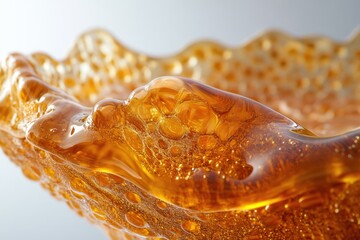 Aufkleber - Close-up of amber liquid with bubbles, showcasing its texture and viscosity.