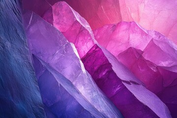 Aufkleber - Abstract image of vibrant purple and pink crystalline structures resembling a geological formation or mineral deposit.