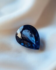 Aufkleber - Pear-shaped sapphire gemstone on silk fabric.