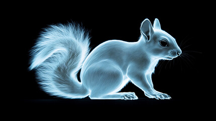 Aufkleber - X-ray style image of a squirrel sitting on a black background.