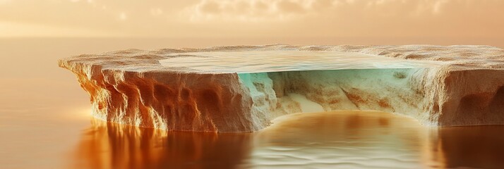 Aufkleber - Iceberg with turquoise water inside at sunset.