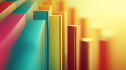 Poster - Abstract colorful 3D geometric shapes, vibrant hues, depth of field,  sunlight effect, background.