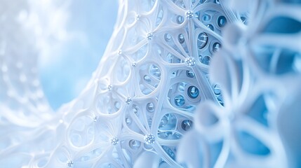 Aufkleber - Abstract white lattice structure, intricate design, 3D render.