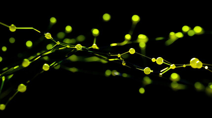 Aufkleber - Abstract glowing green network connection on black background.