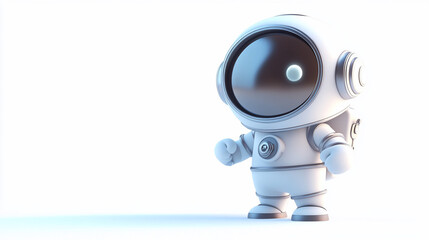 Poster - Cute cartoon astronaut in space suit on white background.