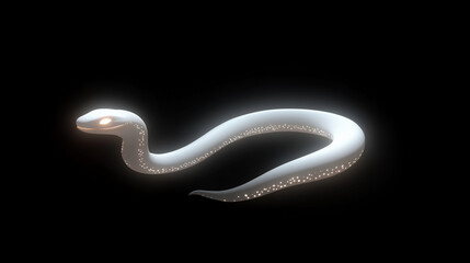 Aufkleber - Glowing white snake with speckled texture, isolated on black background.