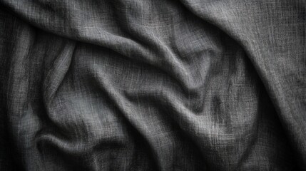 Poster - Dark gray crumpled fabric texture background.