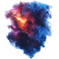 Wall Mural - a digitally altered image of cosmic nebulae, showcasing vibrant colors and a fragmented border effec