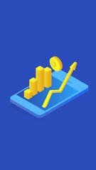 Wall Mural - monitoring stock market with finance mobile app, fintech, financial technology company, finance app,