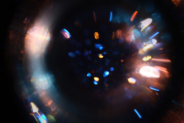 Wall Mural - background of dark lens flare lights. abstract image